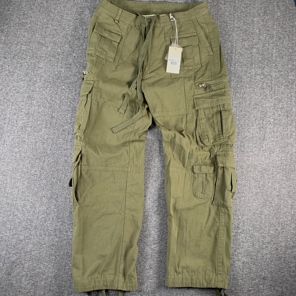 MNML Military Cargo Pants Men 34x32 Olive Green Utility Streetwear NEW